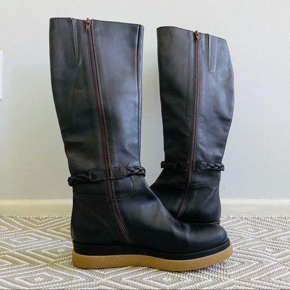 Anthro Miss Albright Leather Braided Knee Boots - Picture 5 of 11